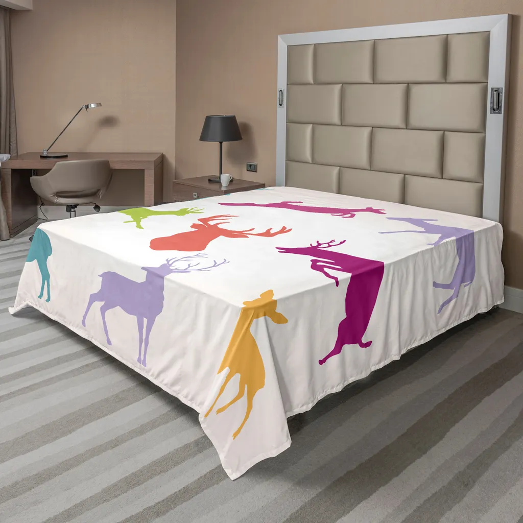 Lenzuolo Design Cervi ABAKUHAUS 244x205cm Microfibra Verde Acqua