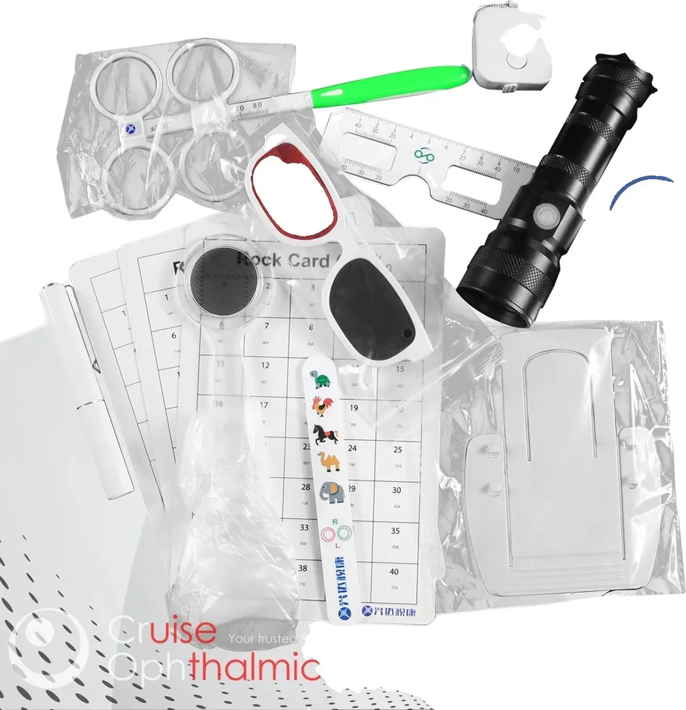 Coffret d'instruments d'ophtalmologie 11 pièces avec lampe de Worth 4