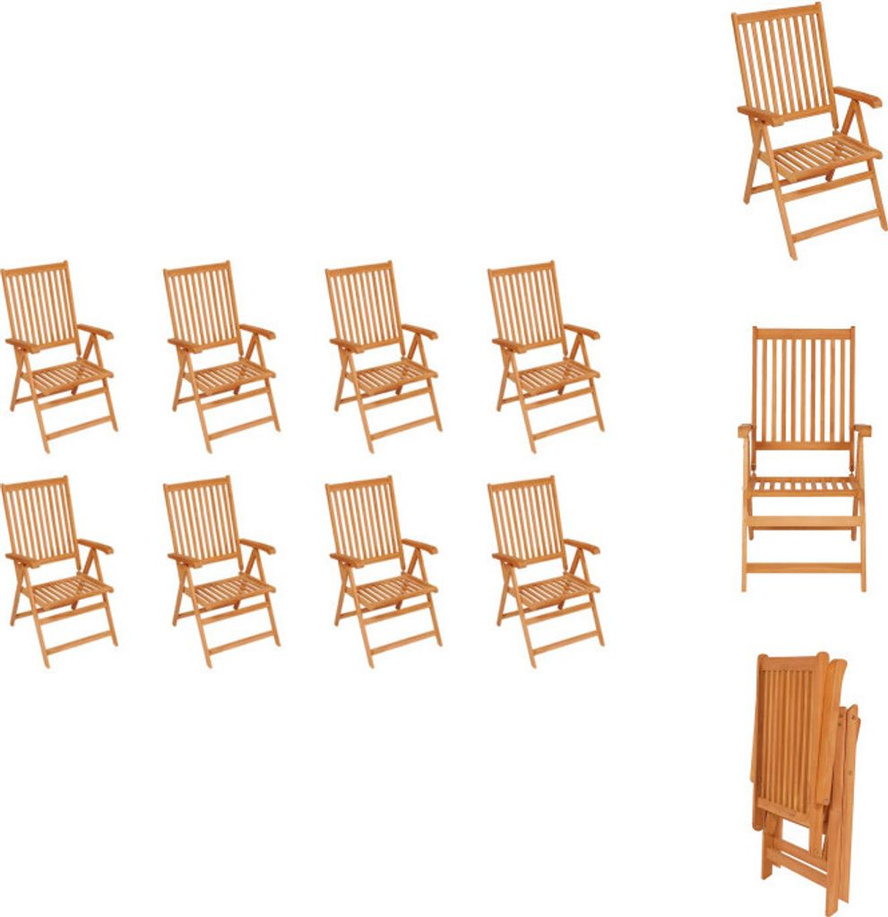 vidaXL Garten-Liegestühle 8 Stk. Massivholz Teak - Gartenstühle