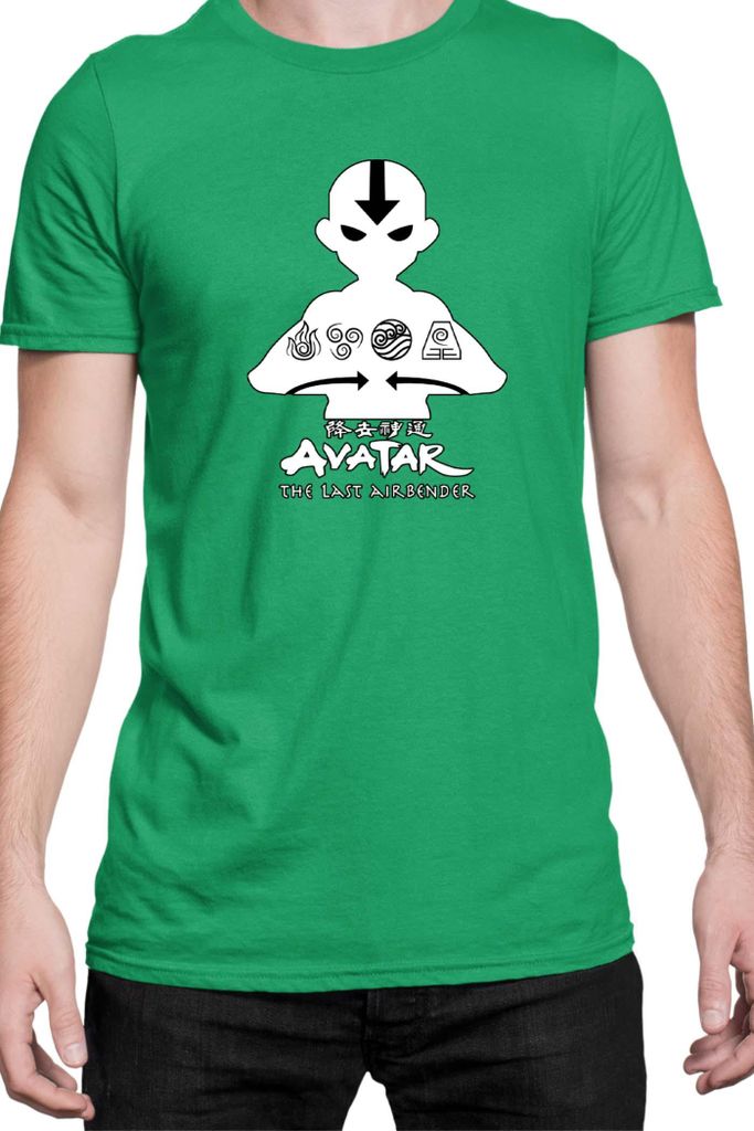 Herren T-Shirt Japan Manga Anime Comics Animation Avatar Aang, Man S / Grün