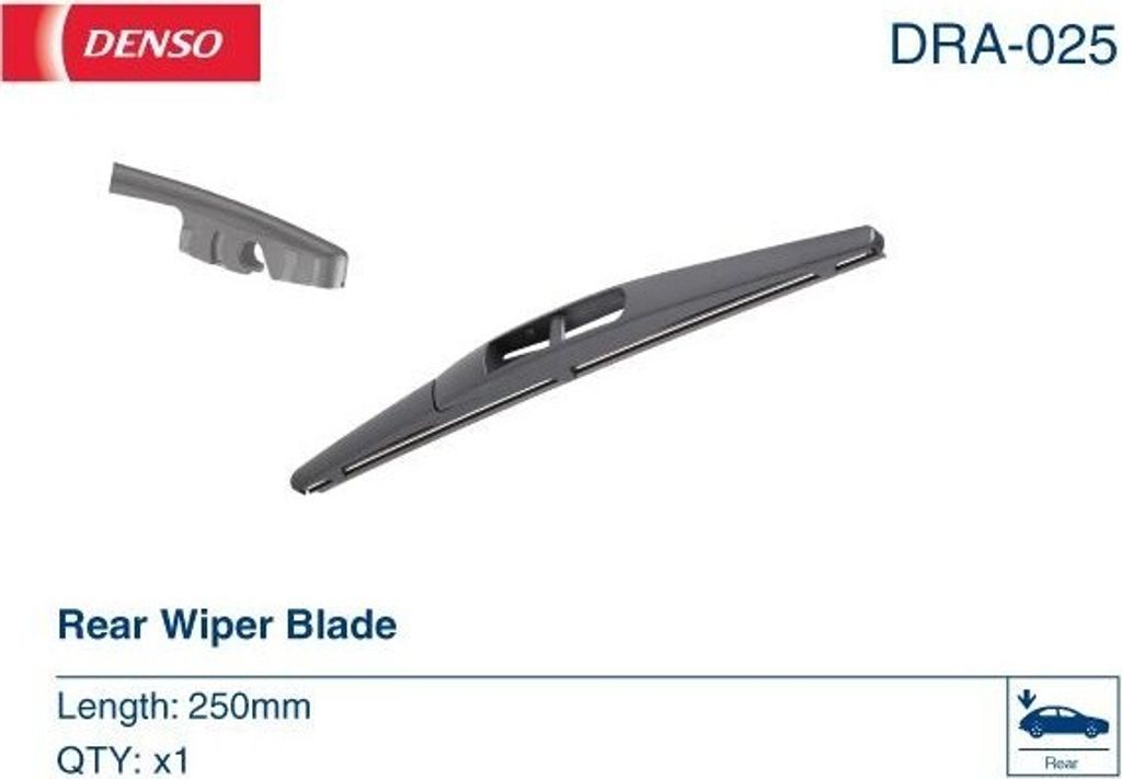 DENSO Rear Heckscheibenwischer Hinten für OPEL AGILA (B) (H08) 250mm