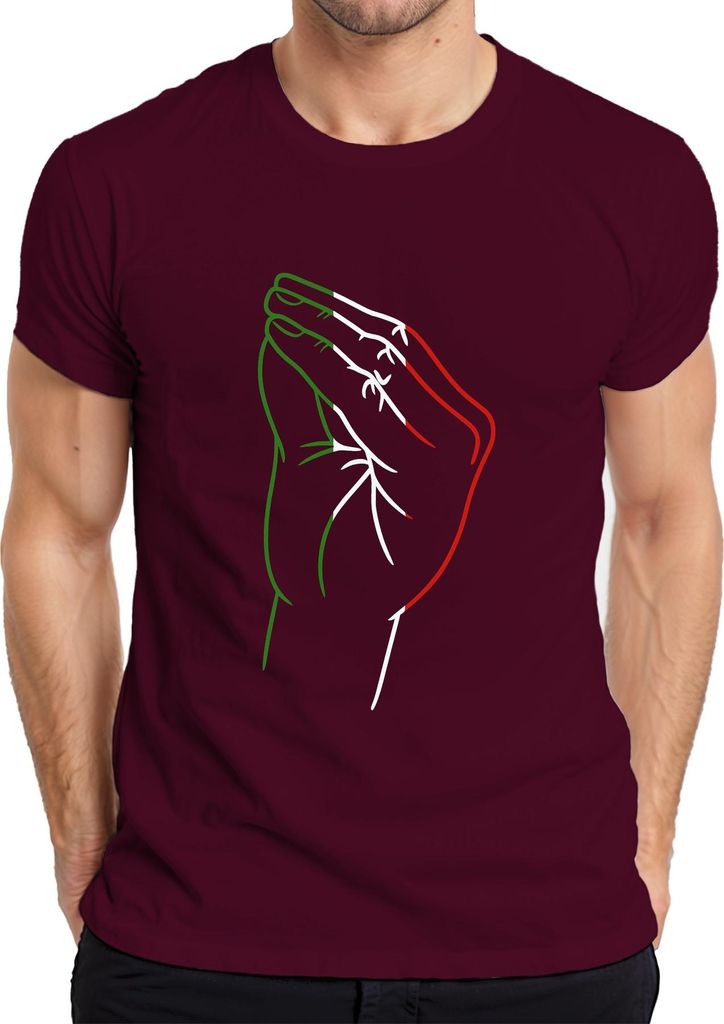 Italien Betende Hände Flagge Gebet Glauben Christlich Katholisch Herren T-Shirt, Burgundy, S