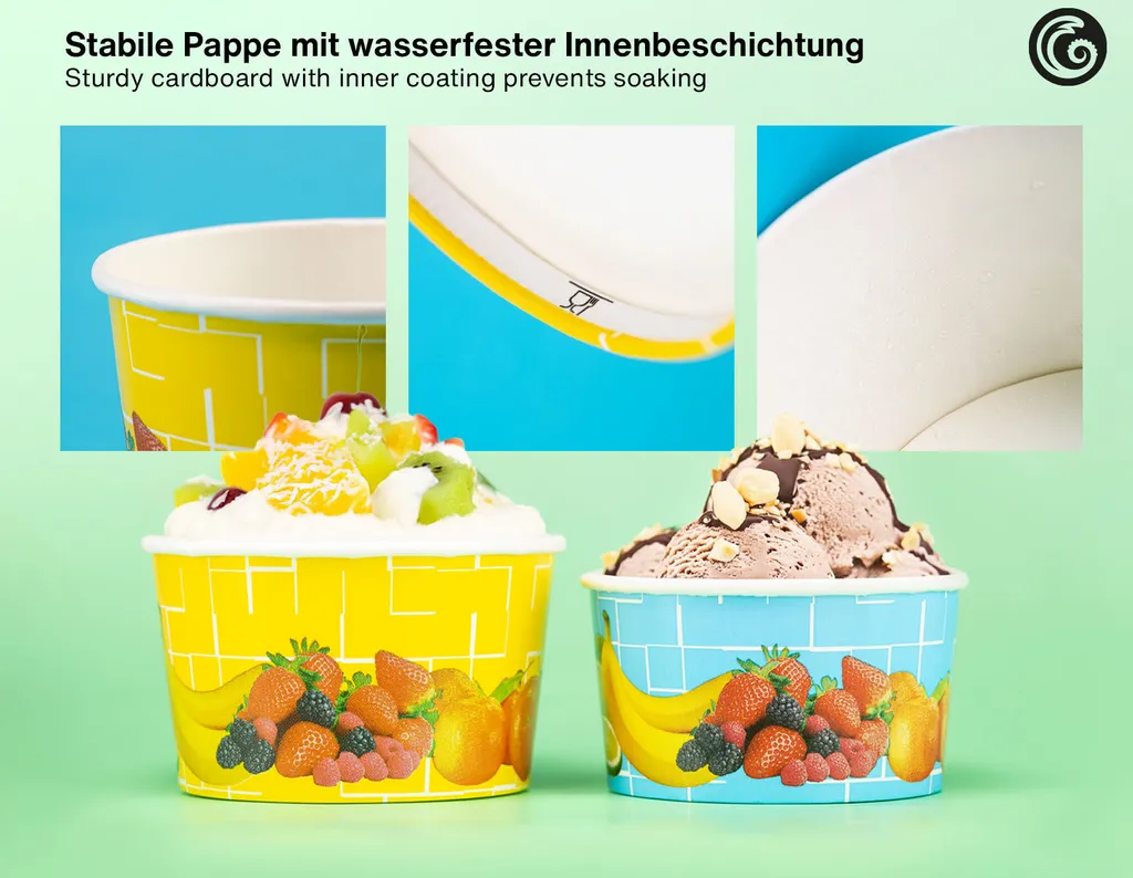 50x Eisbecher, Eis- Pappbecher, Früchtebecher mit 260 ml