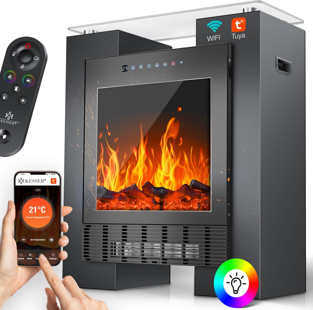 Elektryczny grzejnik kominkowy KESSER® LED z termostatem, Zdjęcie produktu 