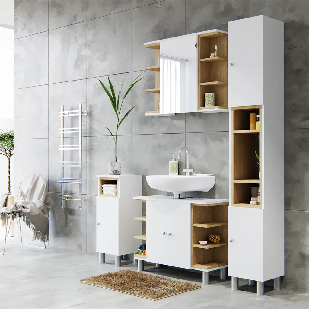 Meuble de salle de bain sous vasque Vicco Aquis blanc avec grand rangement - 4