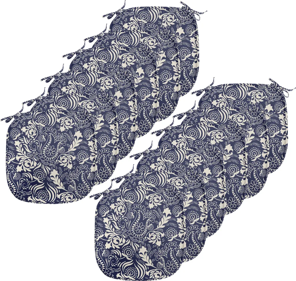 Cuscini Sedie 40x40 Blu Navy e Crema | Set 12 Pezzi ABAKUHAUS Impermeabili