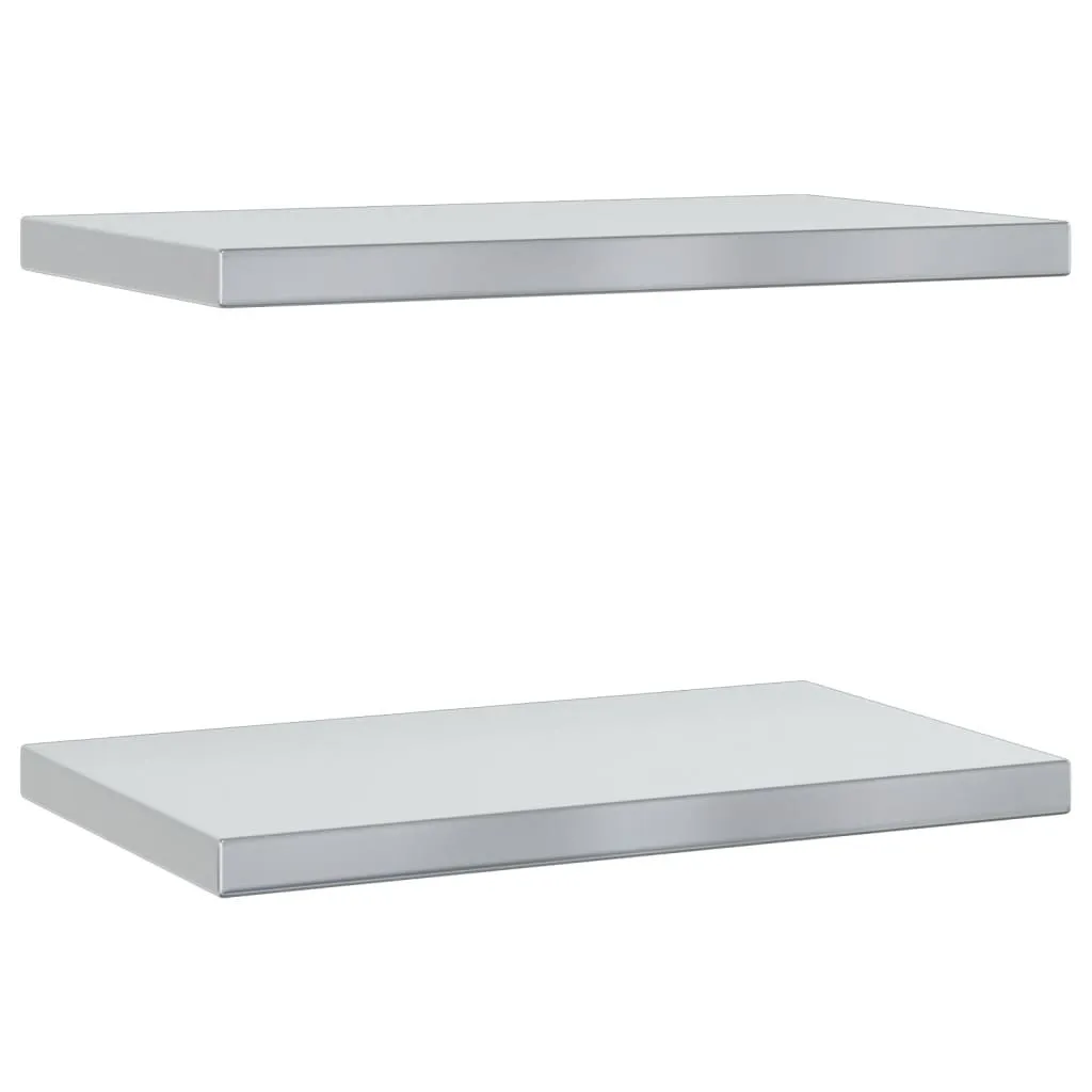 Set 2 Mensole Inox SYFAX™ 50x30x3 cm - Design Industriale Argento