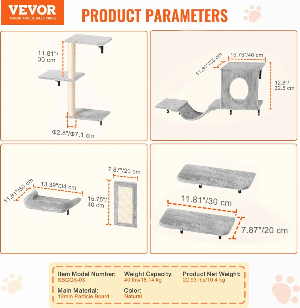 Mur d'escalade chat lot de 6 : la solution pour chats actifs en intérieur - 7