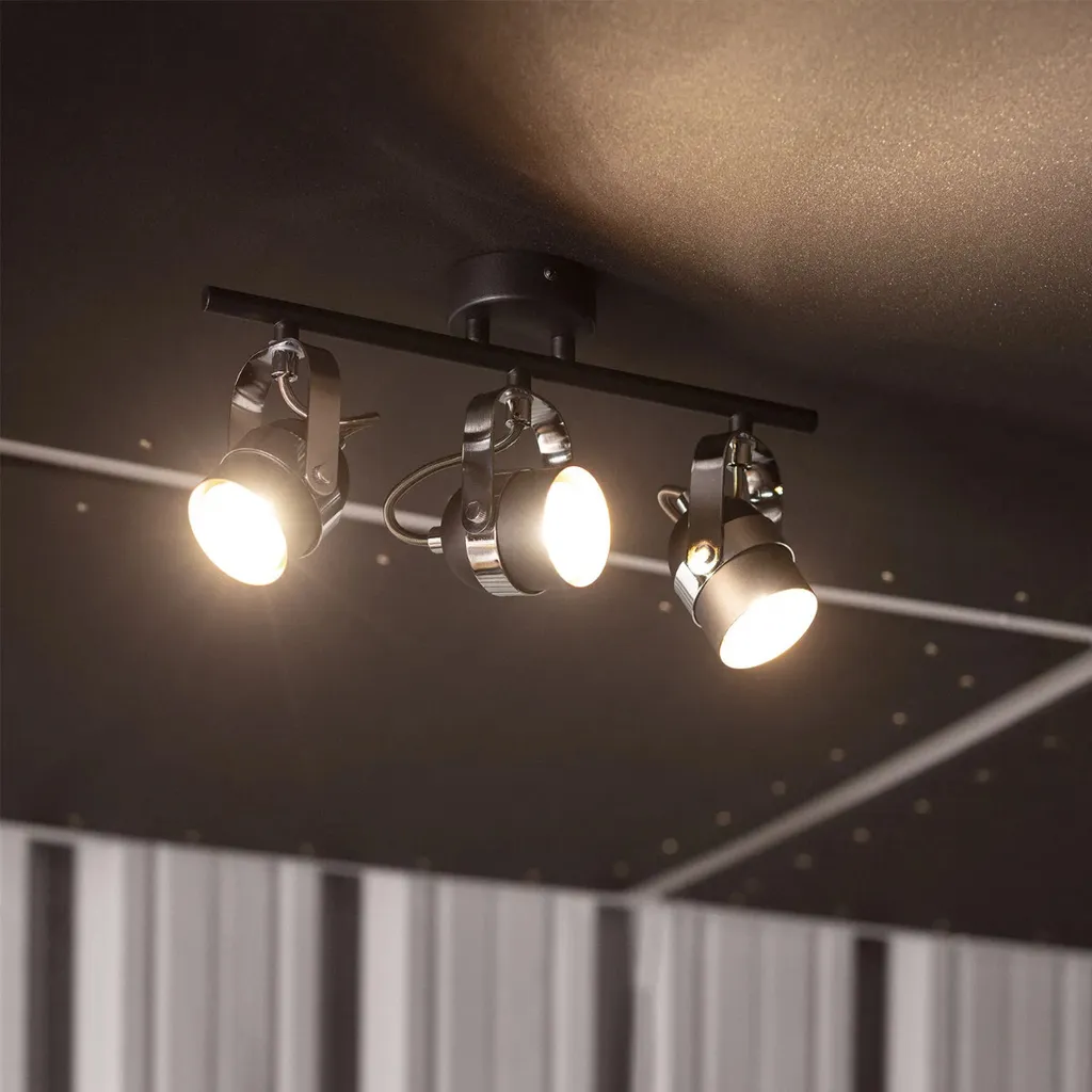 Plafonnier 3 Spots orientables, Noir et Chrome, Solution Eclairage Abruzzo