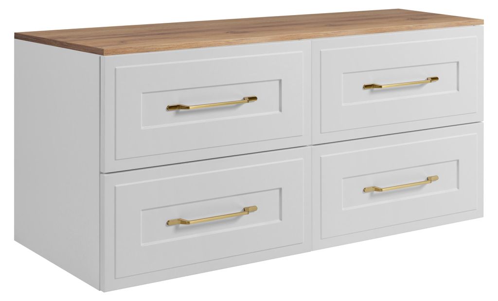 Badezimmer-Unterschrank-Set, Weiß / Eiche Craft, 160 (2 x 80) x 46 x 58 cm, 3 Grifffarben zur Auswahl