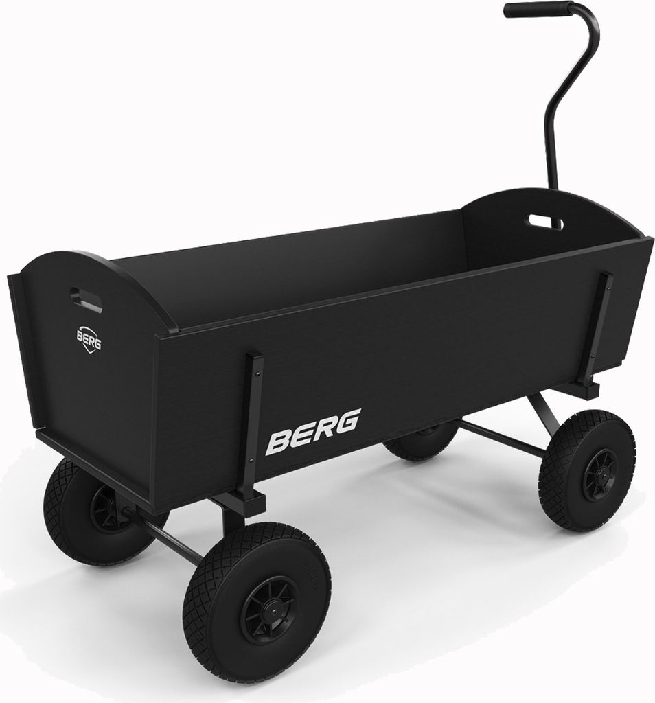 BERG Bollerwagen XL Schwarz mit Holzplatten Produktbild 3