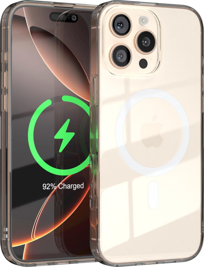 EAZY CASE Clear MagSafe Case für Apple iPhone 16 Pro Max, Qi-Charging, Silikon mit Kameraschutz, Bumper Case in