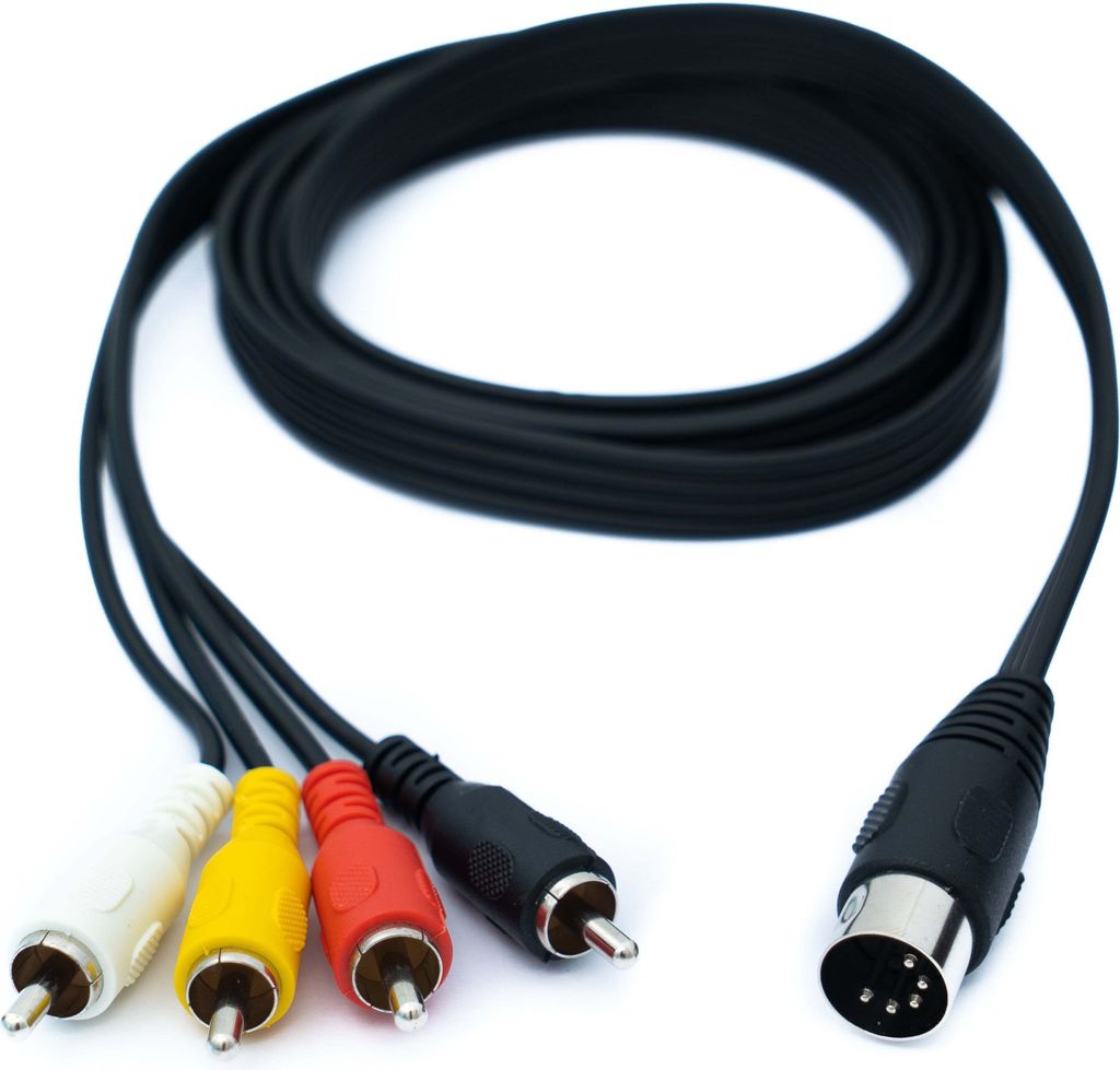 SYSTEM-S Cinch 4 RCA Kabel 150 cm Stecker zu DIN 5 polig Stecker Stereo Adapter Schwarz