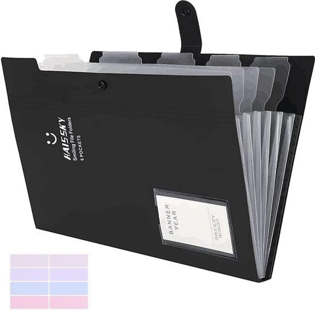 Porte-documents de voyage A4 avec zip, trieur 6 compartiments pour pro