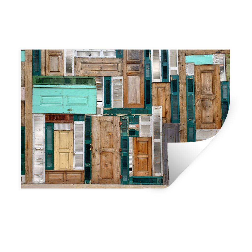 MuchoWow Wandtattoo Wandsticker Wandaufkleber Türen - Architektur - Grün - Braun - Antiquitäten 60x40 cm Selbstklebend und Repositionierbar - ...