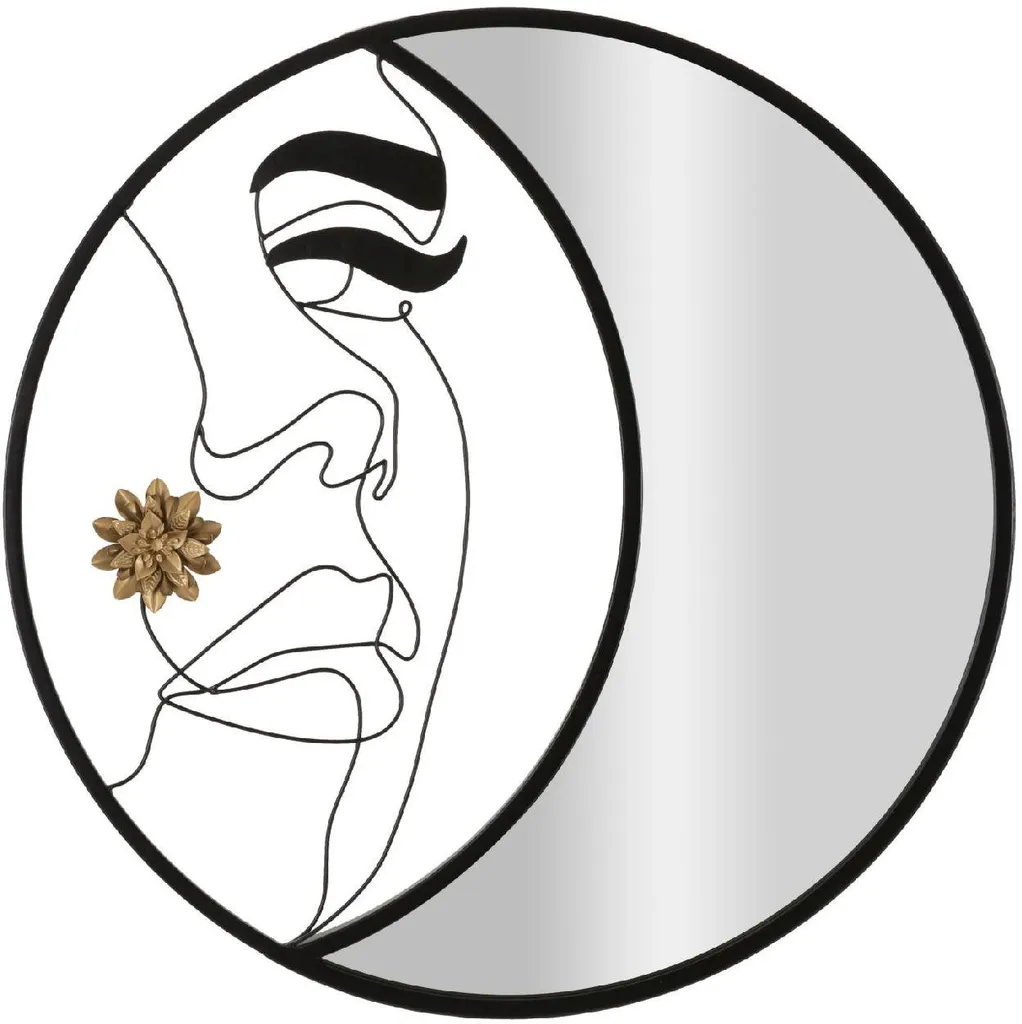 Grand Miroir Rond Noir 80 cm Melly - Décoration Murale Salon et Entrée