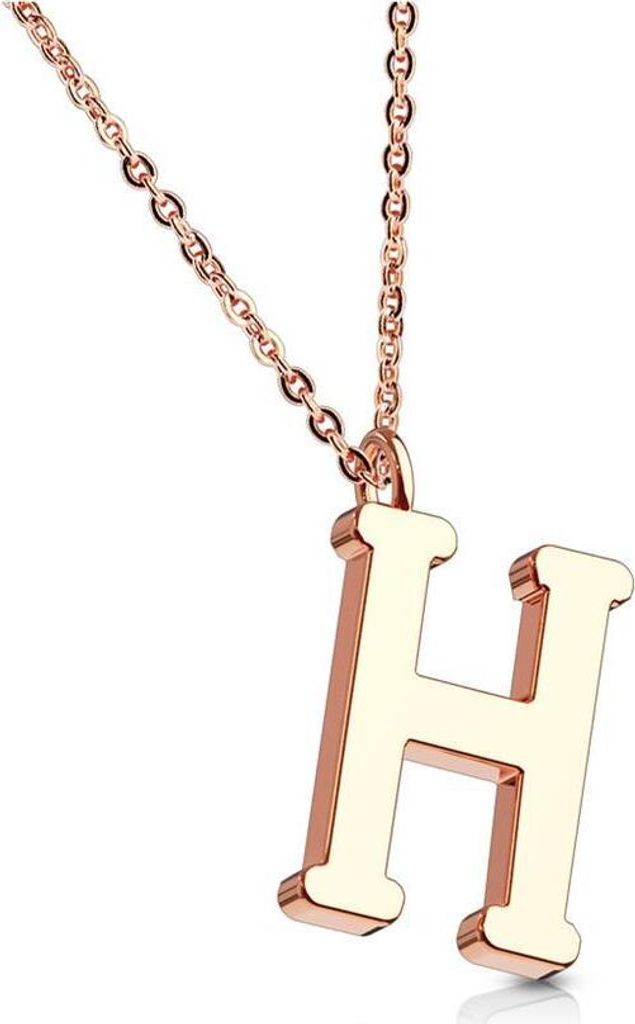 H - Kette Buchstaben Anhänger Rosegold aus Edelstahl Damen H