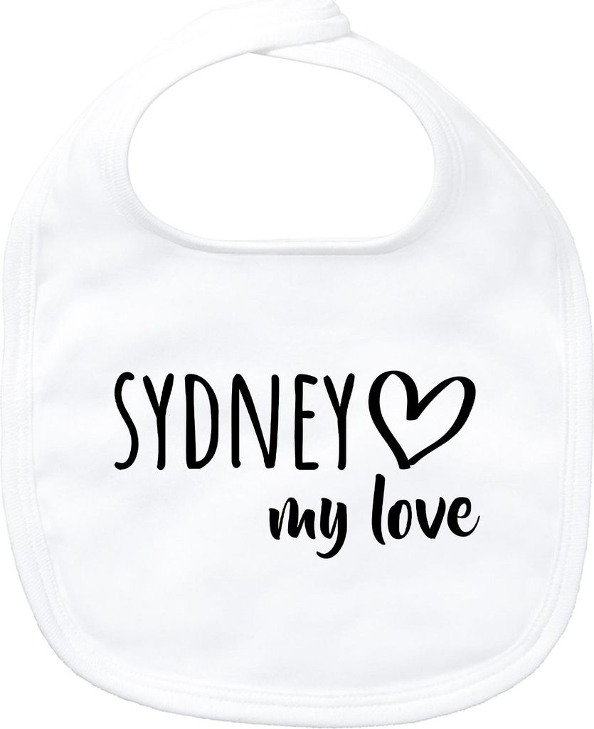 Huuraa Baby Lätzchen Sydney my love White Klettverschluss Baumwolle Latz Geschenkidee