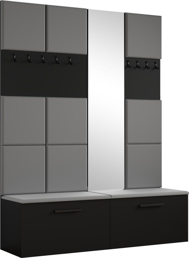 Masseno Garderobe-Set MODULO 161,2/204/40 cm Modern Garderobenschrank Schwarz