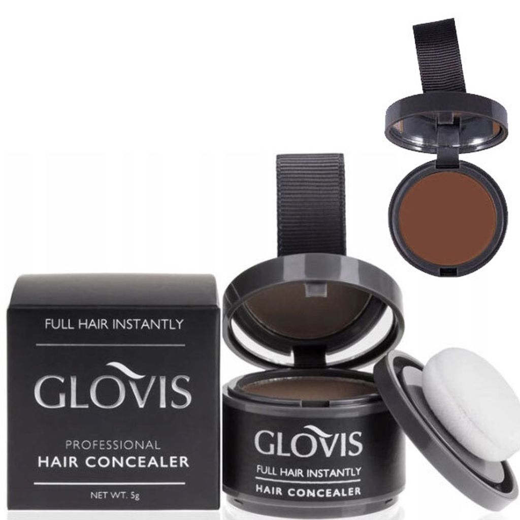 Glovis Haar Concealer MITTELBRAUN - Ansatzpuder Haarverdichtungspuder Ansatz kaschieren Bartauffüllung