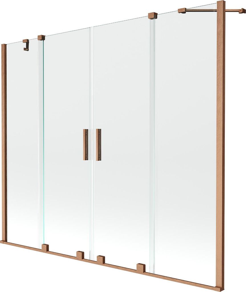 Mexen Velar Duo Badewannenfaltwand 2-flügelig, schiebbar 190 x 150 cm, transparent, gebürstetes Kupfer - 896-190-000-02-65