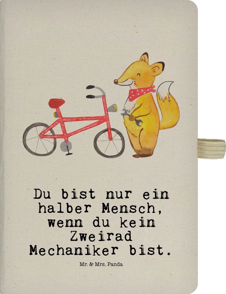 Mr. & Mrs. Panda Journal Zweirad Mechaniker Herz - Transparent - Geschenk, Reisetagebuch, Adressbuch, Tagebuch, notizbuch, Kladde