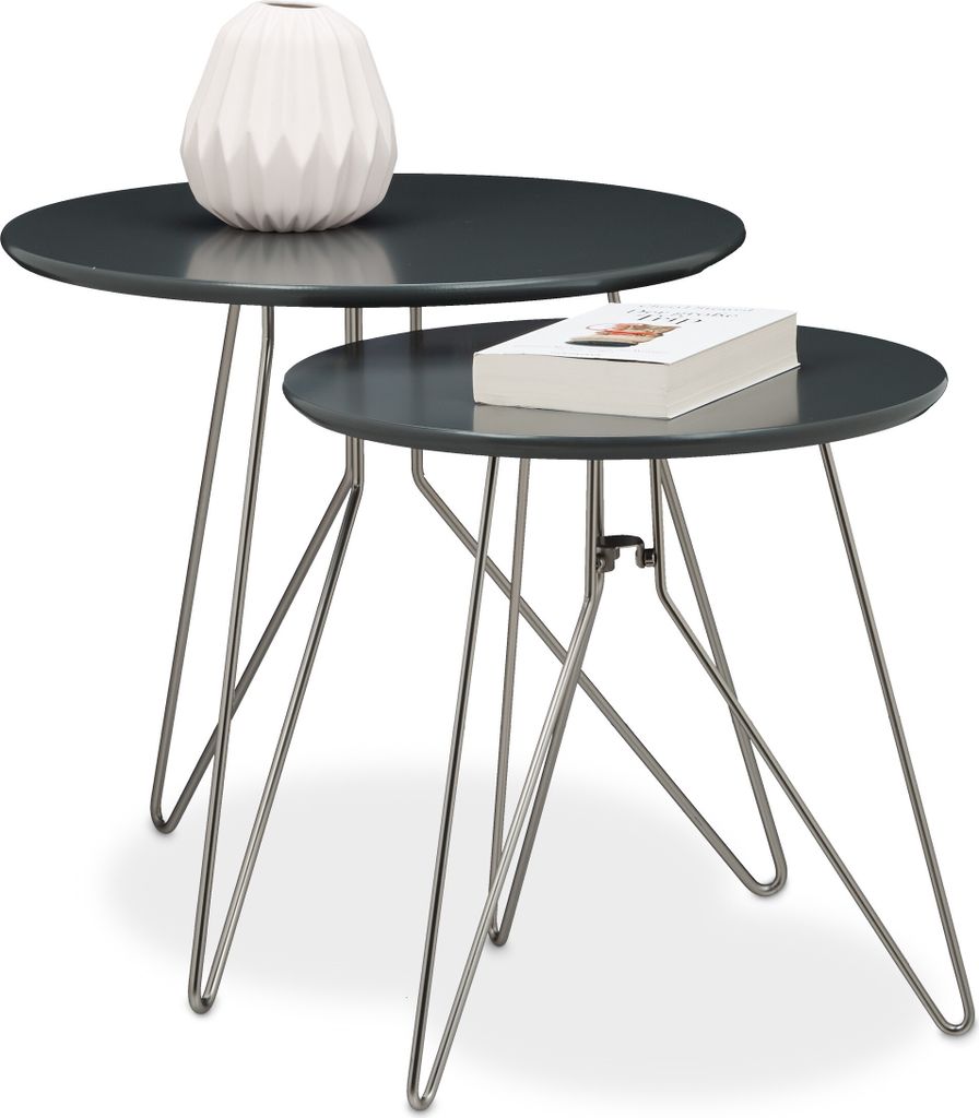 Relaxdays Beistelltisch 2er Set, Wohnzimmertische aus Holz, Produktbild 
