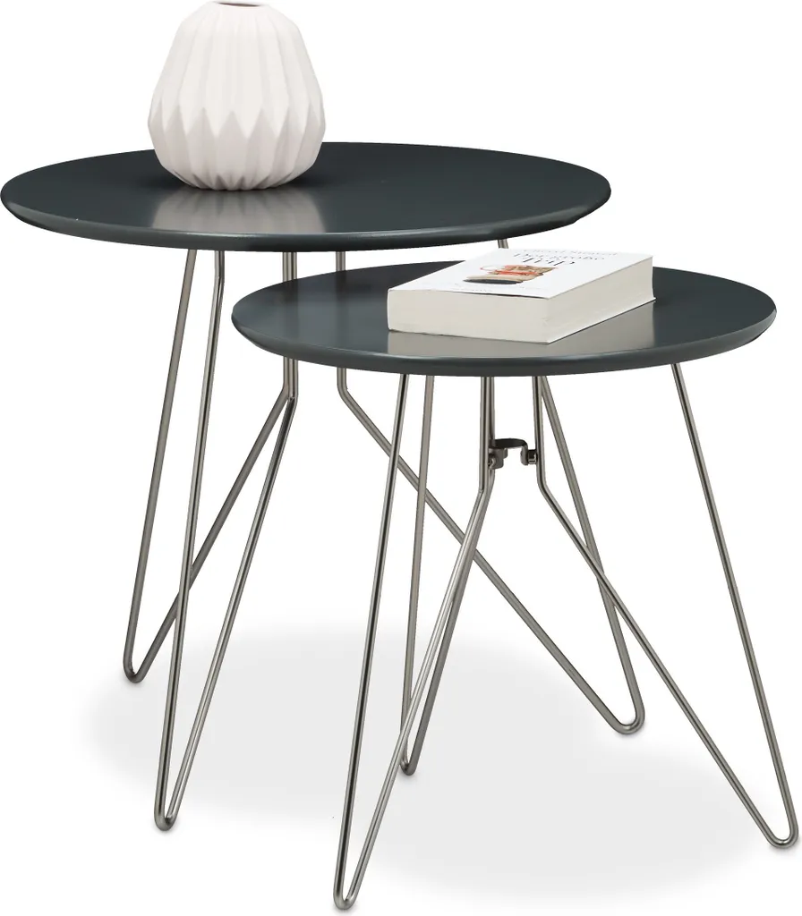 Table d'appoint tripode en métal lot de 2 supports design industriel