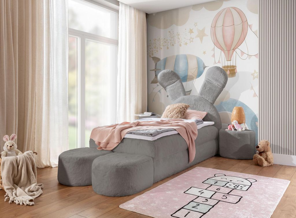 Designer-Kinderbett 100x200 INELA - grau + GRATIS Matratzenauflage
