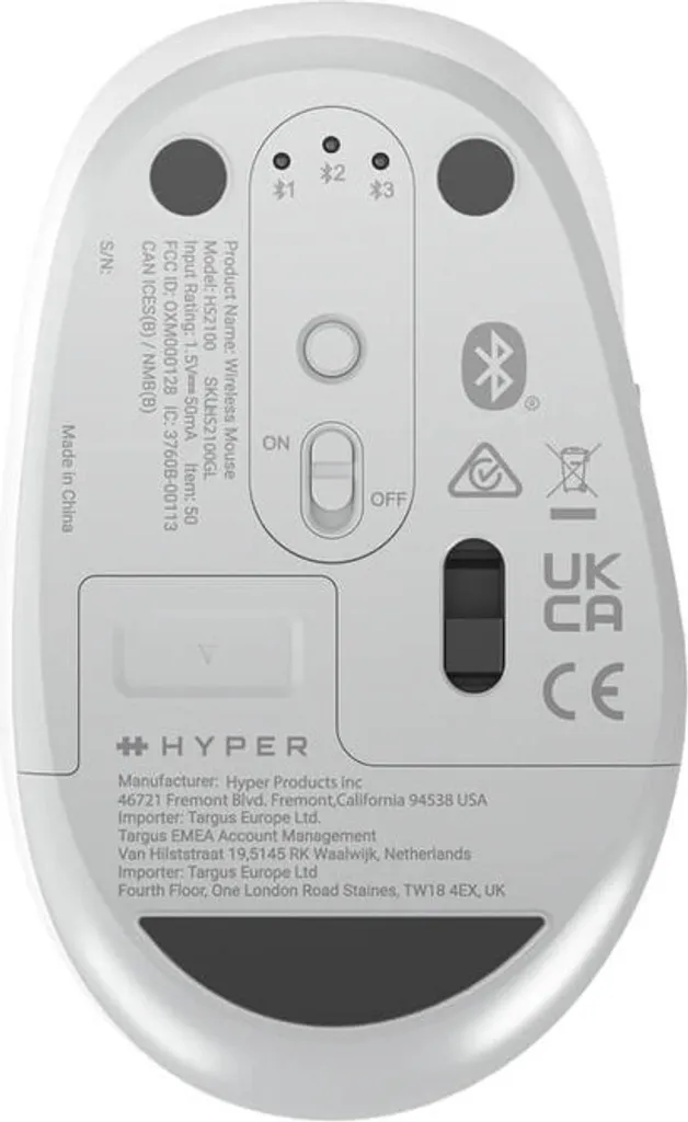 Souris HYPER HS2100GL Bluetooth 2400 DPI Ergonomique pour PC et Mac - 4