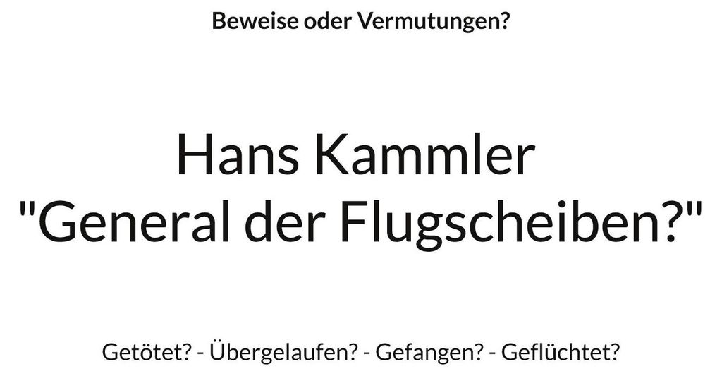 Hans Kammler "General der Flugscheiben?" Produktbild 