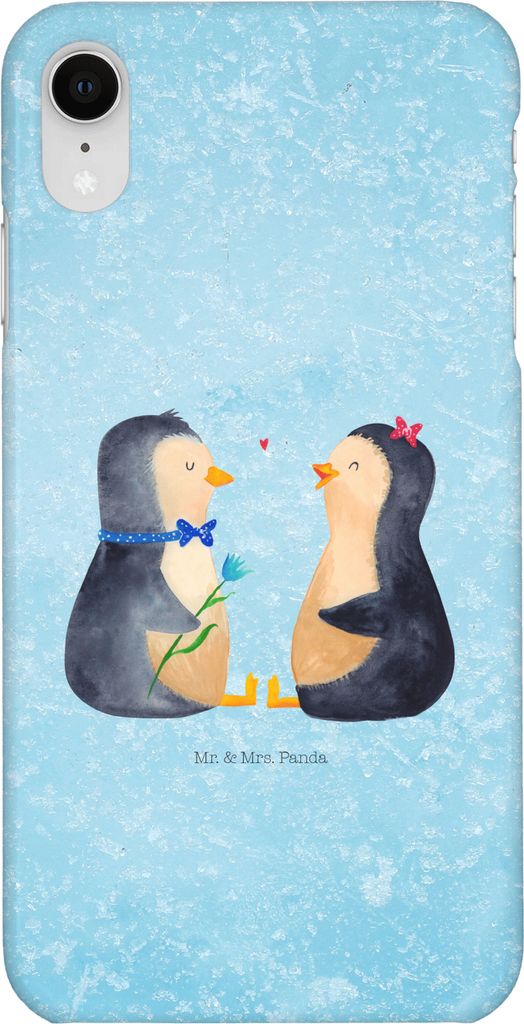 Mr. & Mrs. Panda Iphone XR Handyhülle Pinguin Pärchen - Eisblau - Geschenk, Hochzeitsgeschenk, Verlobung, Liebe, Verknallt, Premium Kunststoff, H...