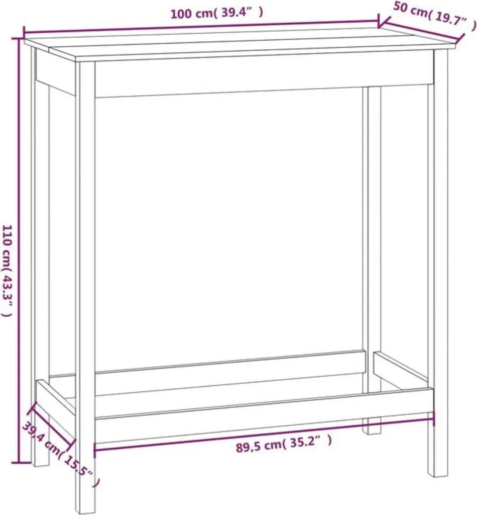Tavolo Bistrò vidaXL Bianco 100 cm Legno Pino Massiccio per Cucina - 9