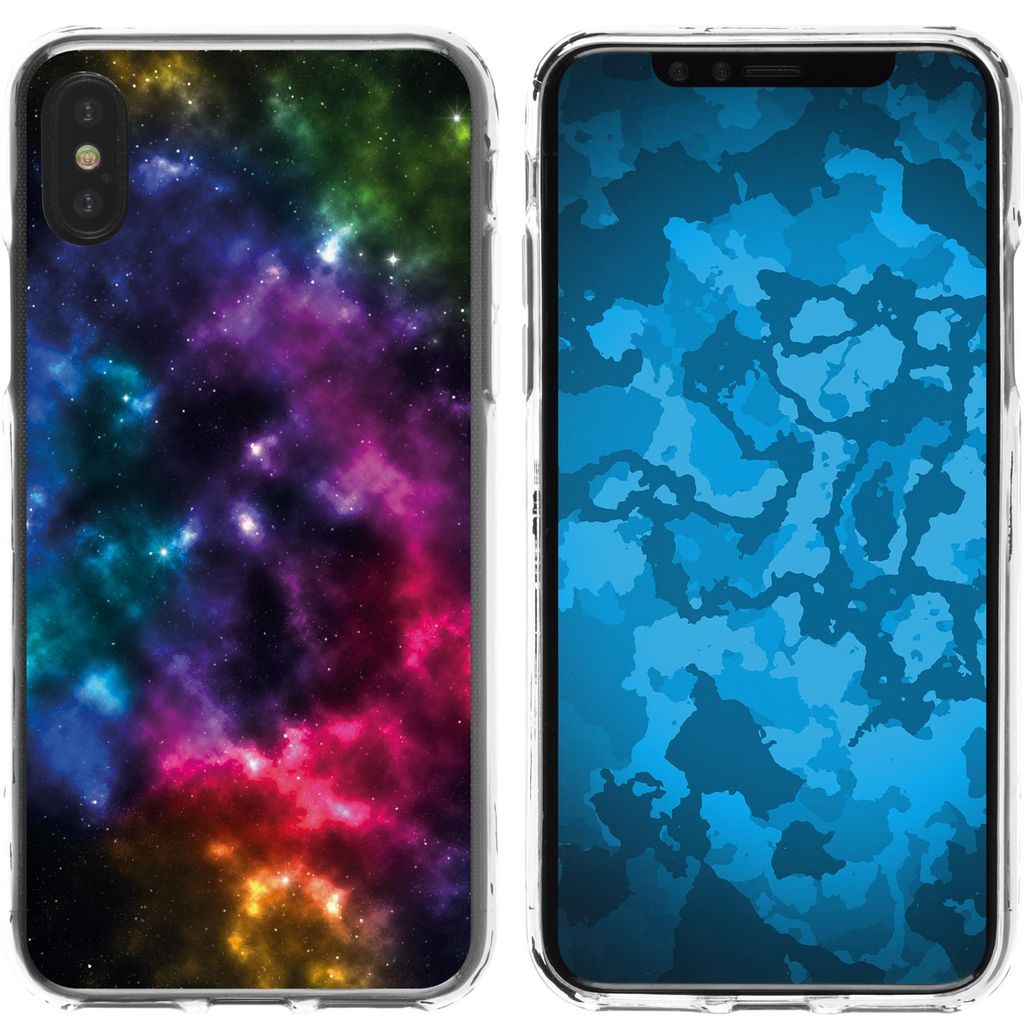 PhoneNatic Case kompatibel mit Apple iPhone X / XS Silikon-Hülle Space Nebula M8