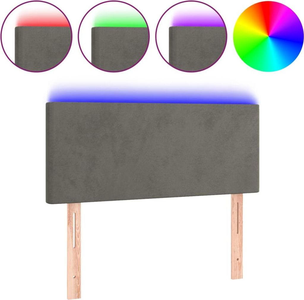 vidaXL LED Kopfteil Dunkelgrau 80x5x78/88 cm Samt