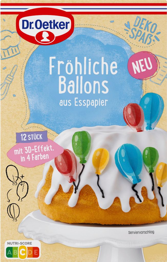 Dr. Oetker Fröhliche Ballons 12 Stück verschiedene Farben Produktbild 