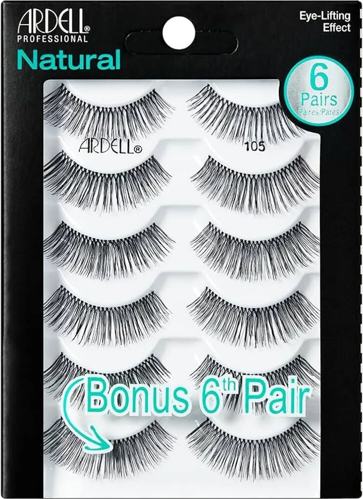 Ardell | Ciglia sintetiche 105 Natural - 6 paia - Look naturale - Facile applicazione - Effetto lifting