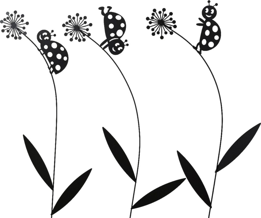 Gartenstecker Blume mit Käfer 32x59cm Metall Schwarz 1 Produktbild 