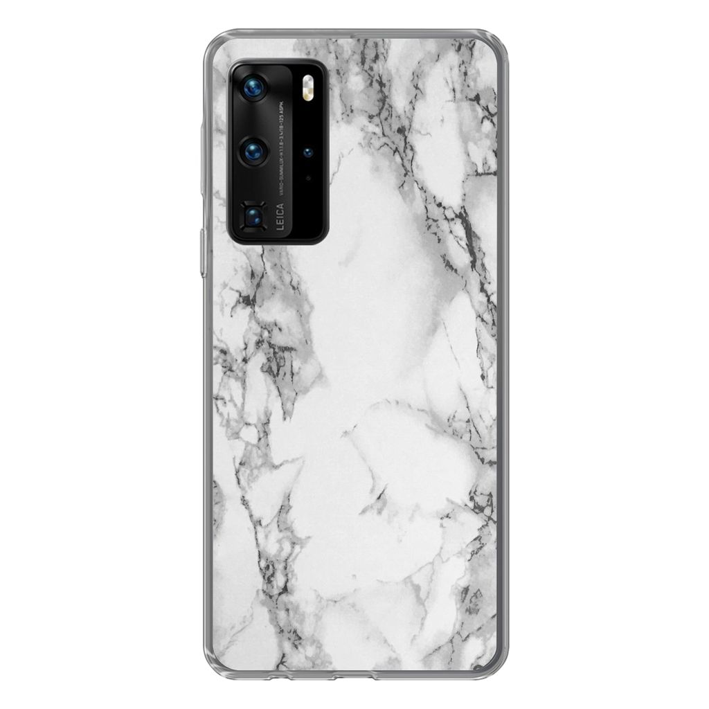MuchoWow Handyhülle Schutzhülle Hülle für Huawei P40 Pro Marmor - Stein - Weiß - Grau - Schwarz - Marmoroptik Silikon Softcase Handy Hülle ...