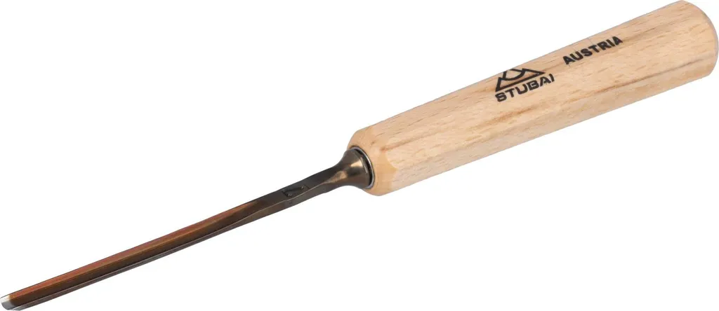 Scalpello STUBAI Serie 52 - Forma 7 | Scalpello diritto - 4 mm, con manico in legno, per lavori di figura, intagli e rilievi, per lavorazioni precise del legno