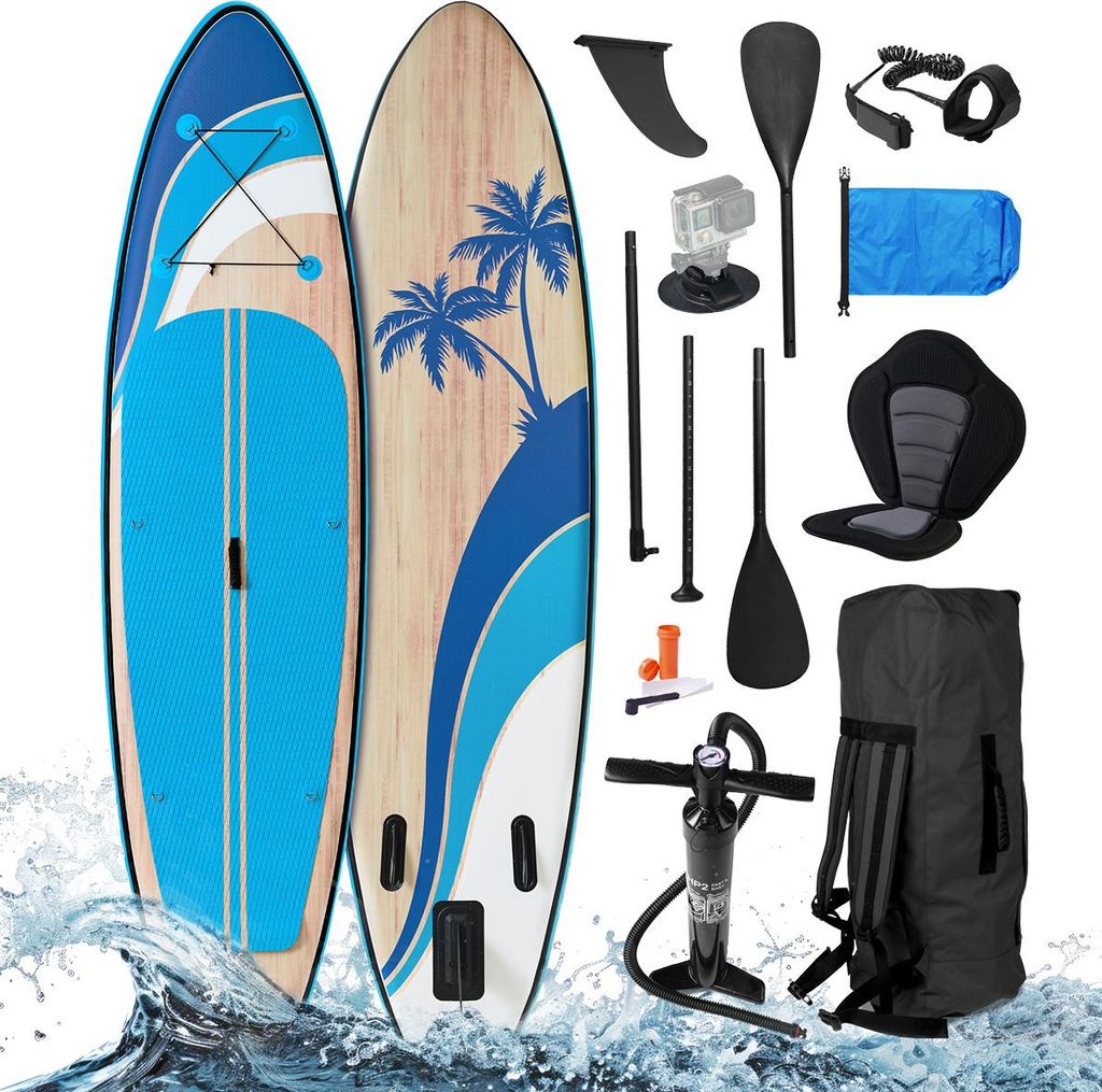 BRAST SUP Board Tropic | Aufblasbares Stand up Paddle Set | 320x81x15cm | inkl. Sonderzubehör | 2in1 Paddel Kajak-Sitz Action-Cam-Halterung Fußsc...