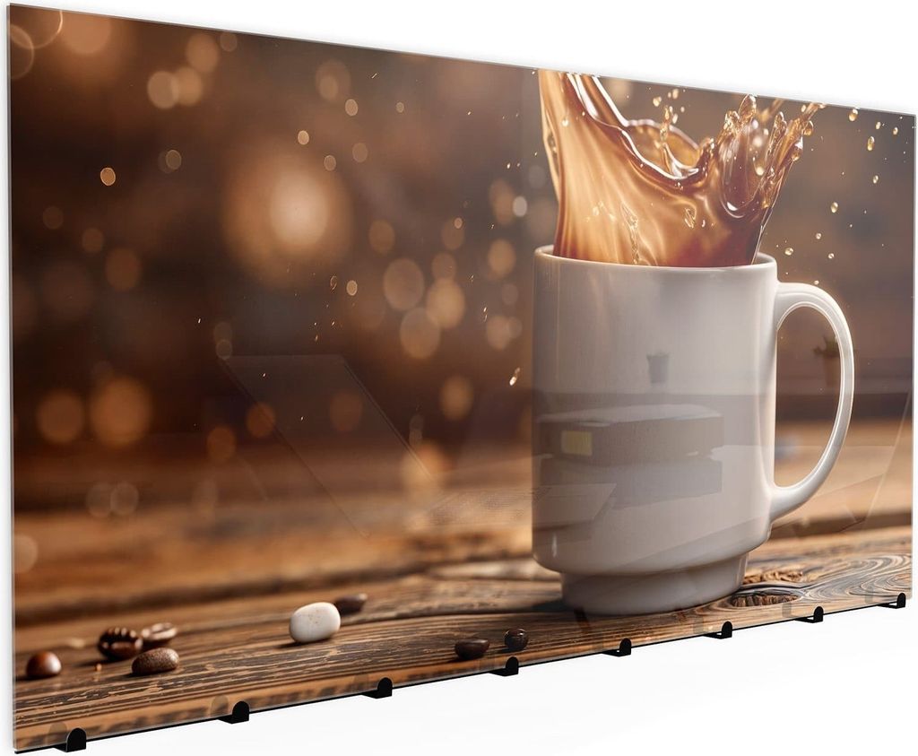Wandgarderobe mit Magnetwand & Memoboard aus Glas Kaffee Spritzer