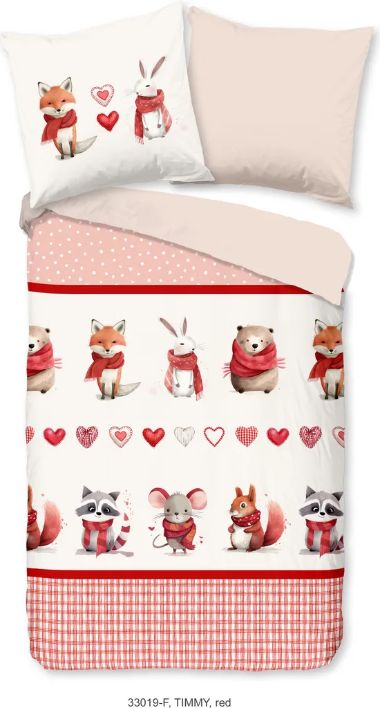 Set di biancheria da letto in flanella Good Morning Timmy Colore Rosso Dimensioni 135x200+80x80