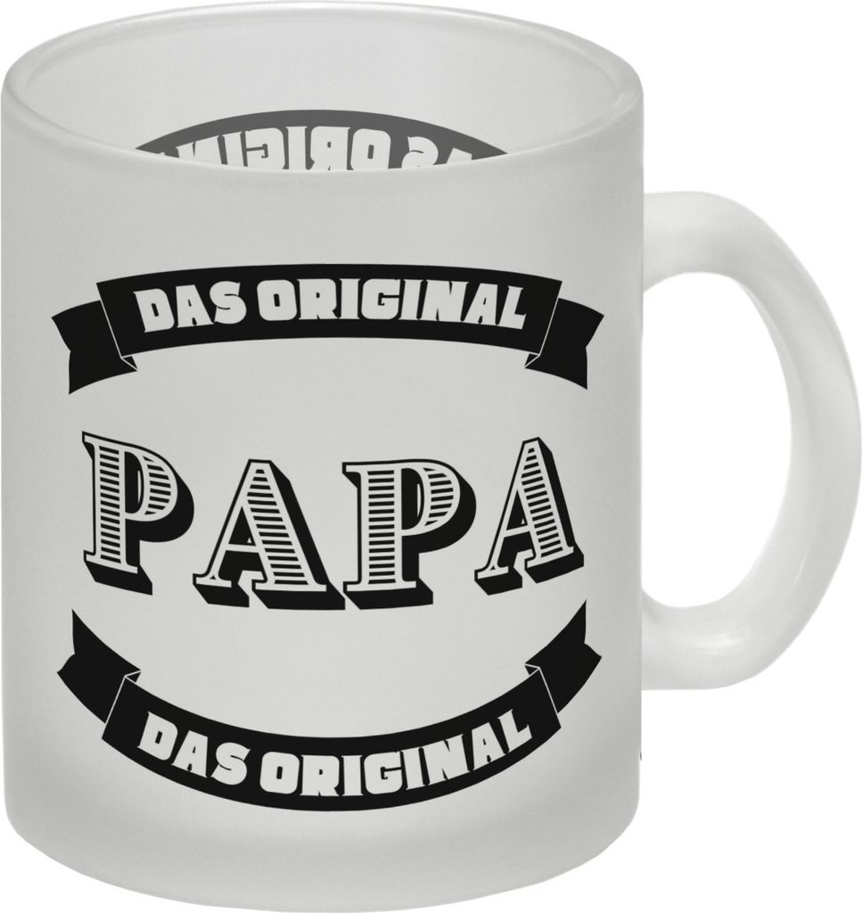 Papa Glas Tasse mit Spruch Papa Das Original