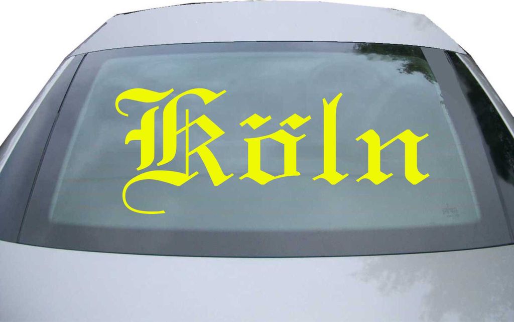 Indigos UG - Aufkleber Heckscheibe & Motorklappe DE6528 - neongelb - 600x240 mm - Stadt Köln - Auto Scheiben Fenster Heckklappe Tuning Racing JDM ...