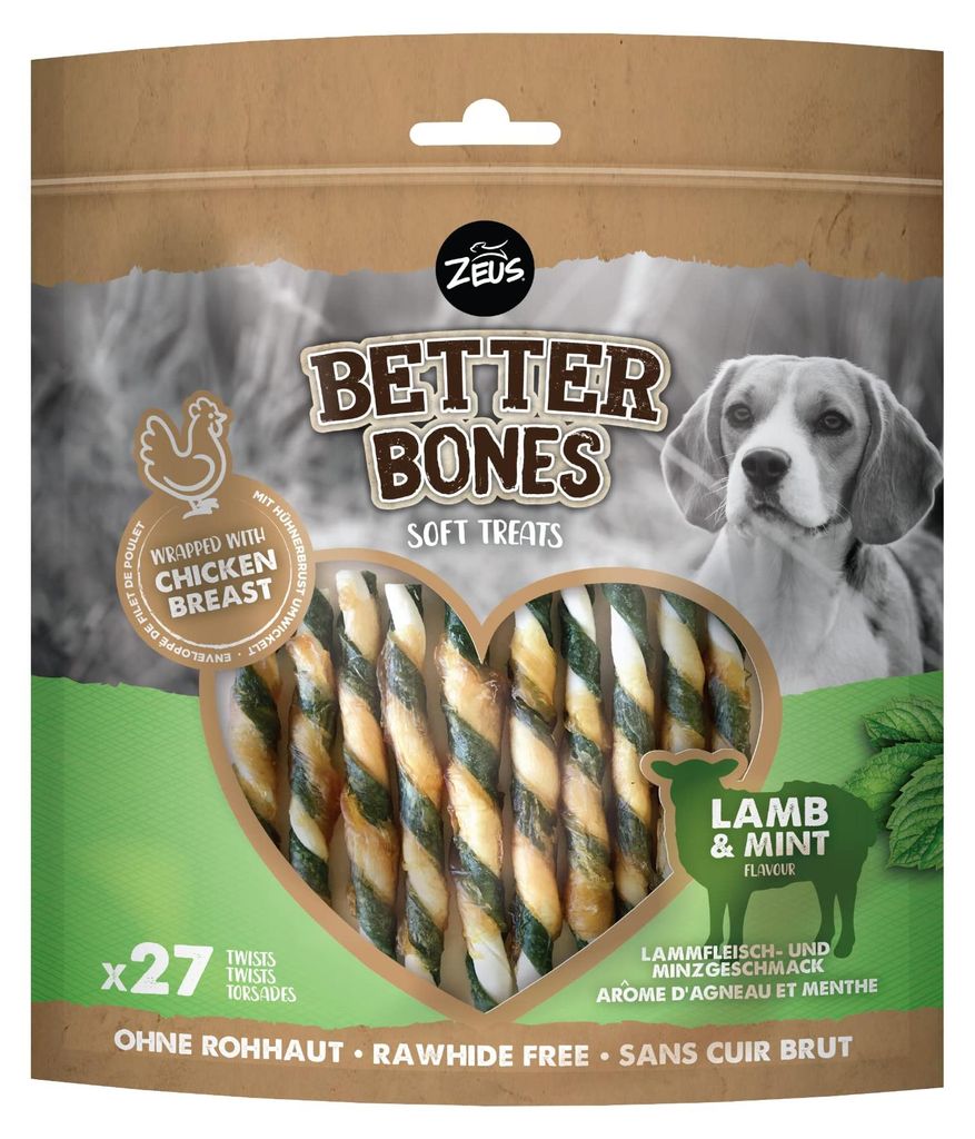 BetterBones Kausnack für Hunde, ohne Rohhaut, Lamm und Produktbild 