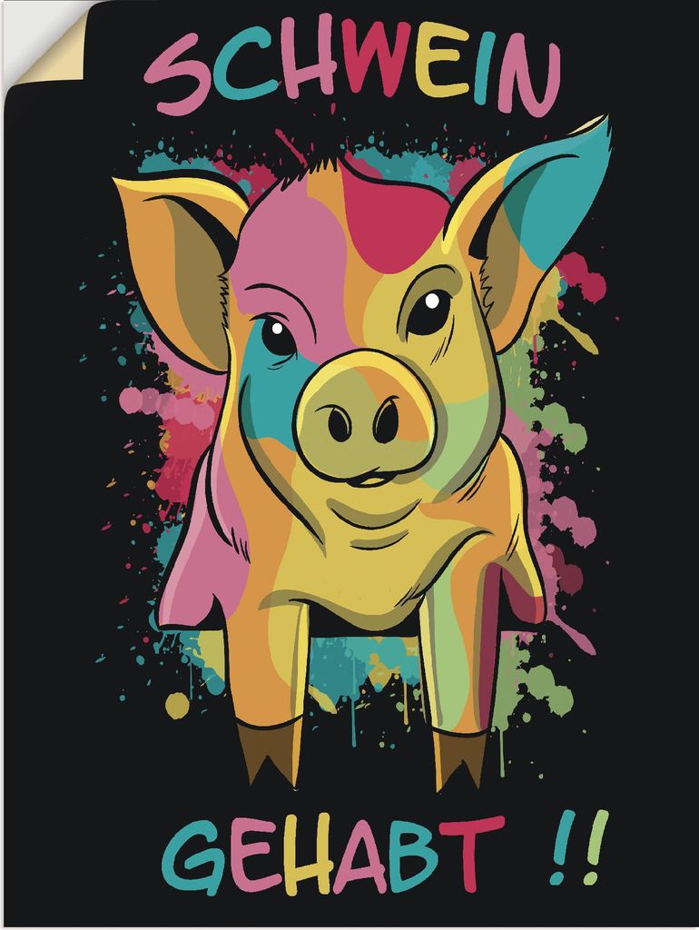 ARTland Wandbild, selbstklebend Schwein Gehabt Größe: 90x120 cm