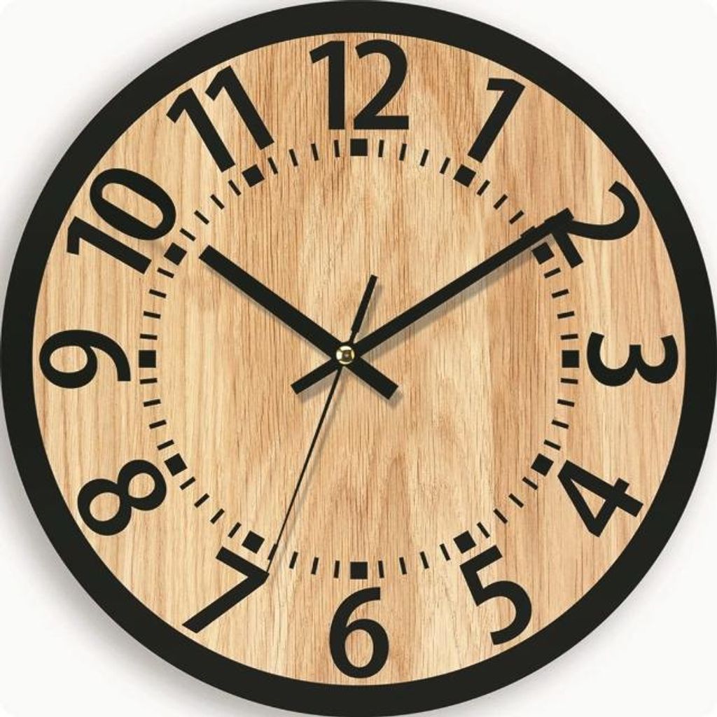 OKWISH Wanduhren 34 cm, Holzoptik Uhr, Dekorative Wanduhr, Leise Uhr Holz, Minimalistische Holz Wanduhr, Wanduhr Holz, für Wohnzimmer, Büro
