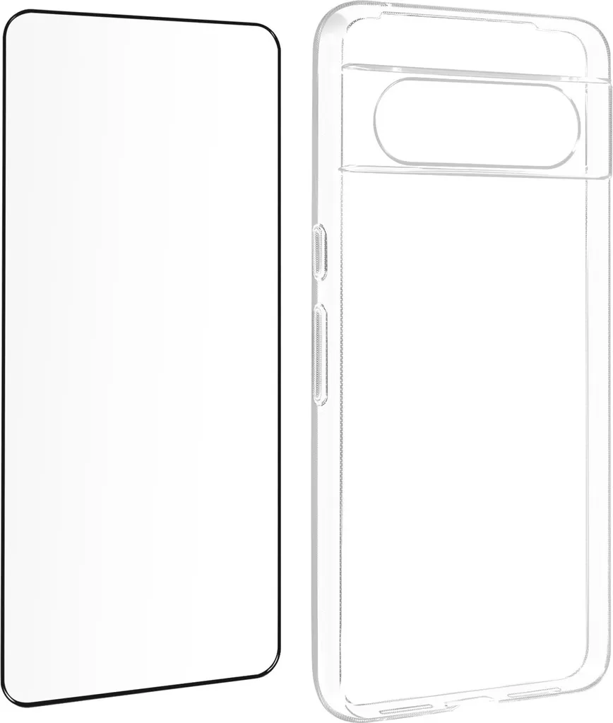 Offerta Kit Avizar Google Pixel 8: Custodia Silicone e Vetro 9H Nero - 1