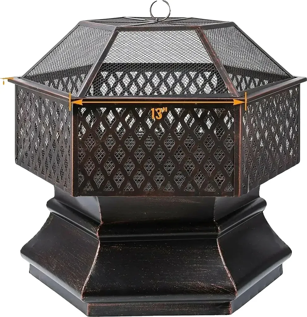 Braséro Hexagonal en Fer 66 cm - Barbecue au Charbon de Bois Durable